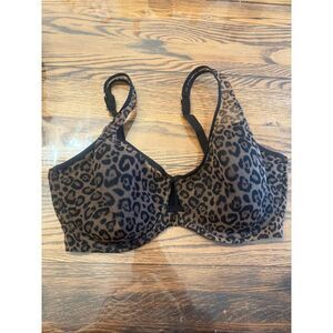 Smart & Sexy Black Brown Leopard Print Full Coverage Underwire Bra Size 40DDD